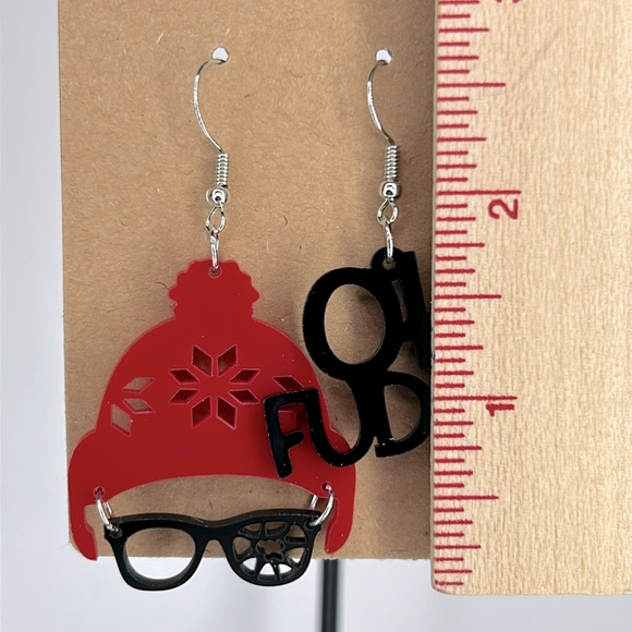 The Christmas Story Dangle Earrings Acrylic “Oh Fudge” - Picture 2 of 2